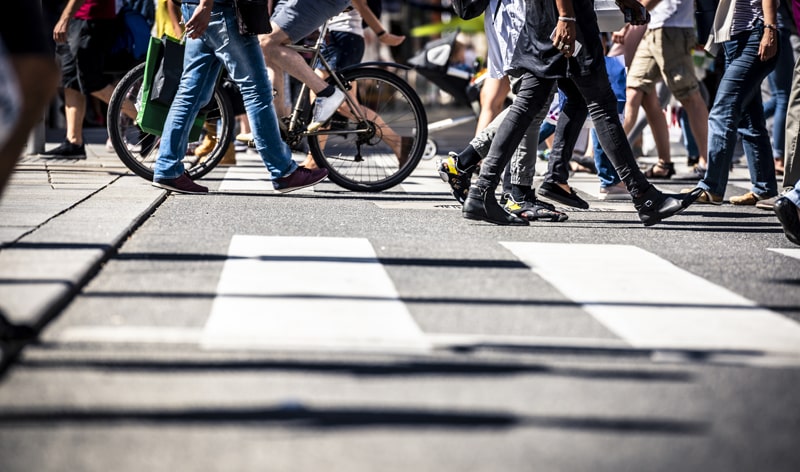 Crowded pedestrian crossing