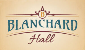 Blanchard Hall vertical logo with background